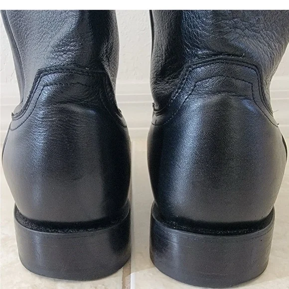 LUCCHESE Men's Lonestar Calf Round Toe Roper Boots In Black 10.5EE. - Picture 7 of 13